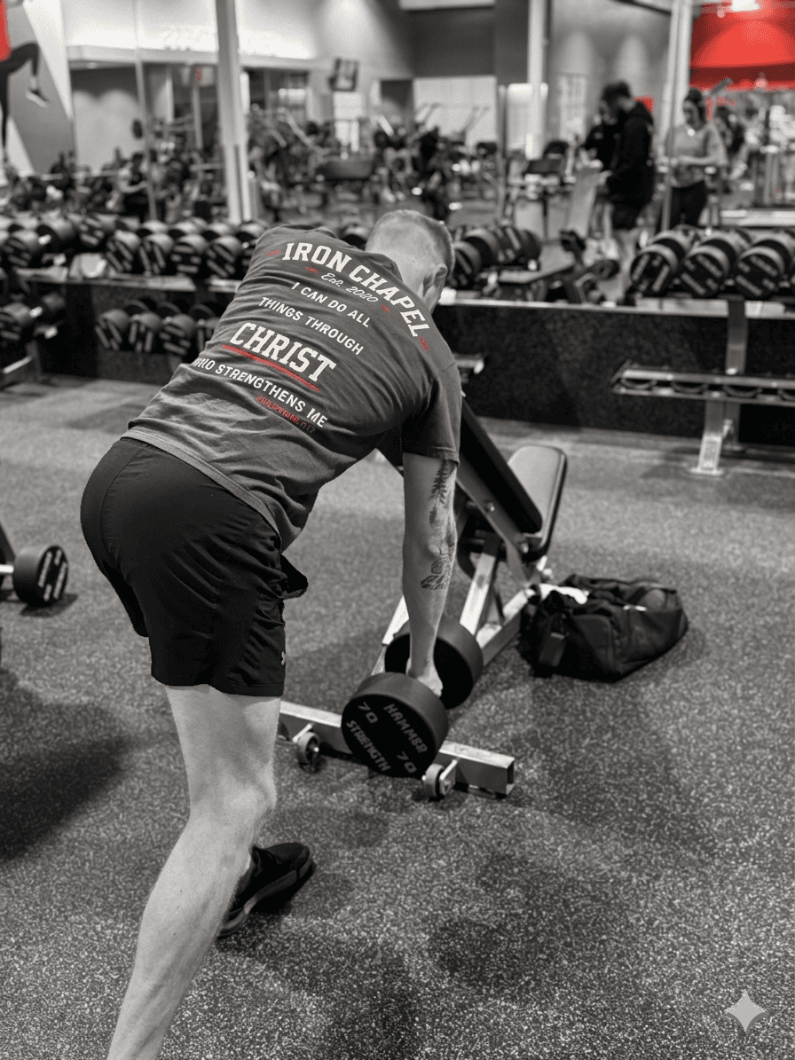 Iron Chapel tee in action